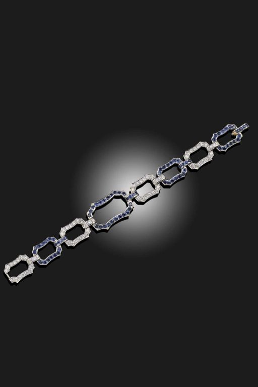 Platinum Sapphire and Diamond Bracelet