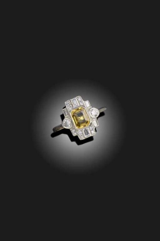 Platinum Sapphire and Diamond Ring