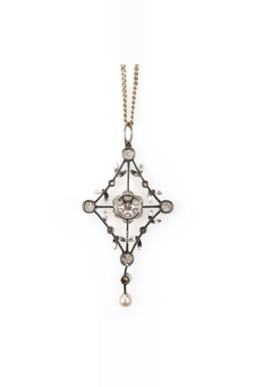 Platinum and Silver Multi-Gem Pendant Necklace