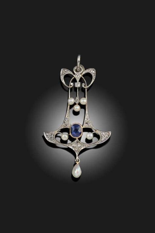 Gold and Platinum Multi-Gem Pendant