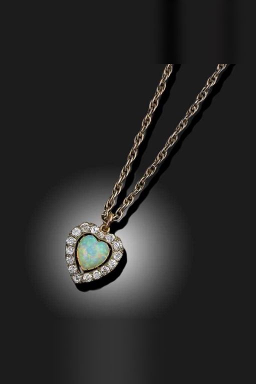 Opal and Diamond Pendant Necklace