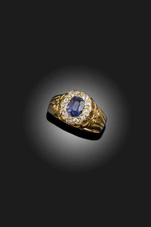 Gold Sapphire and Diamond Ring