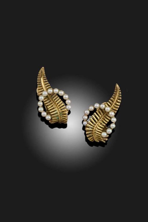 Pair of Gold Pearl Earrings