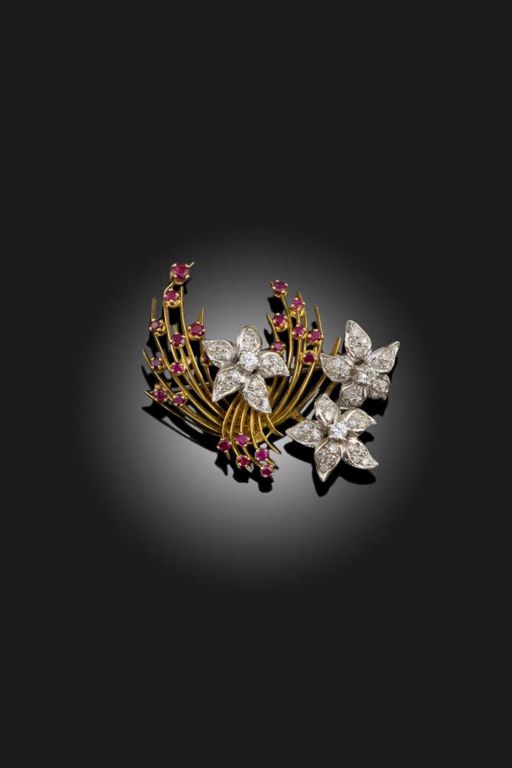 Ruby and Diamond Brooch