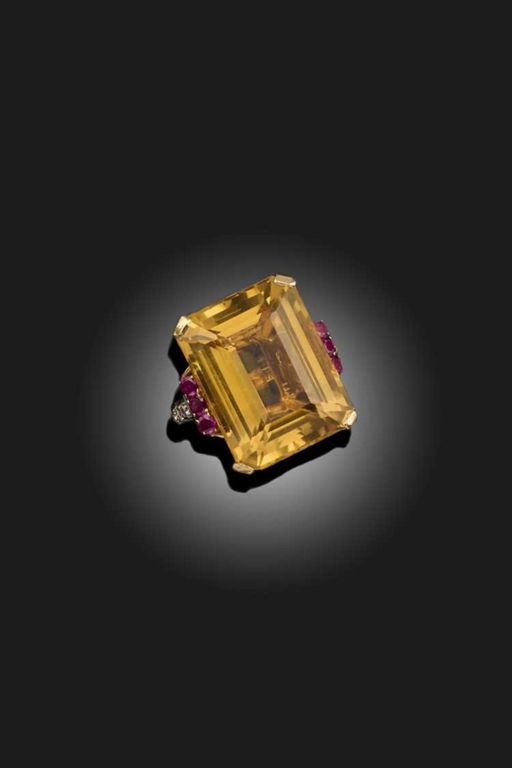 Gold and Platinum Multi-Gem Ring