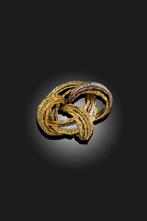 Gold and Platinum Diamond Brooch