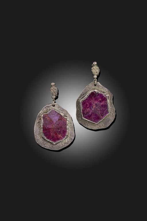 Pair of Silver Ruby Earrings