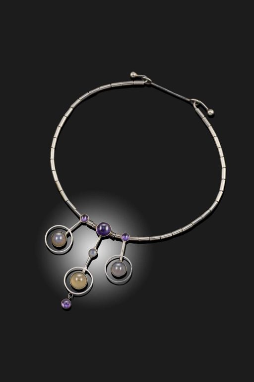 Silver Amethyst and Chalcedony Necklace
