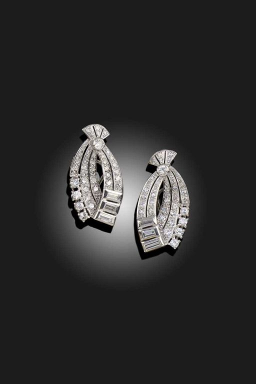 Pair of Platinum Diamond Earrings