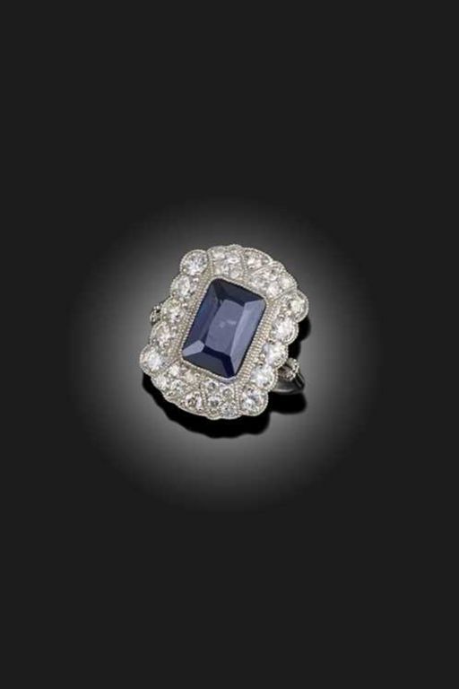 Platinum Sapphire and Diamond Ring