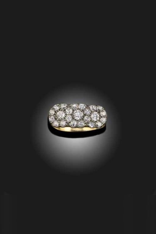 Silver and 18k Gold Diamond Ring