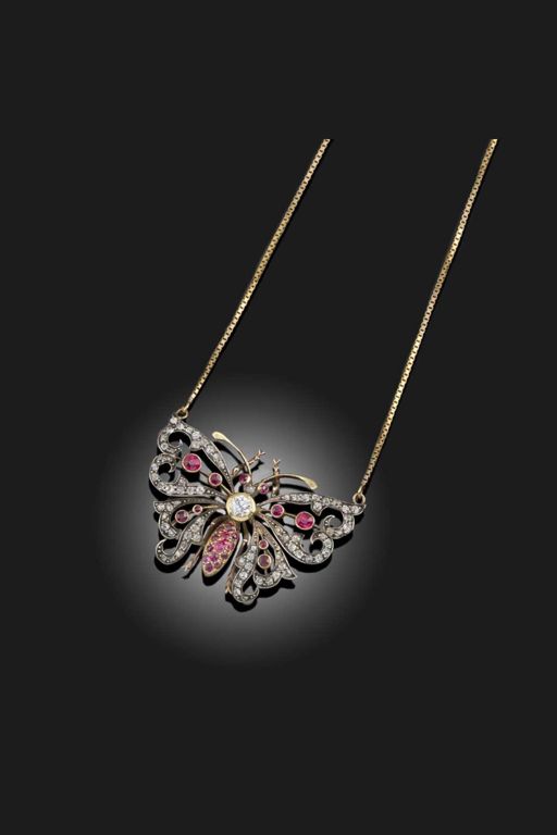 Ruby and Diamond Pendant Necklace