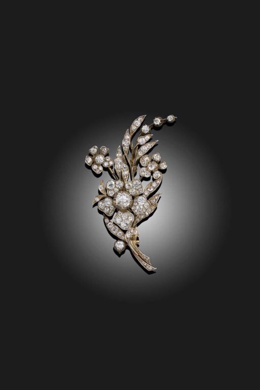 Silver and Gold Diamond Brooch