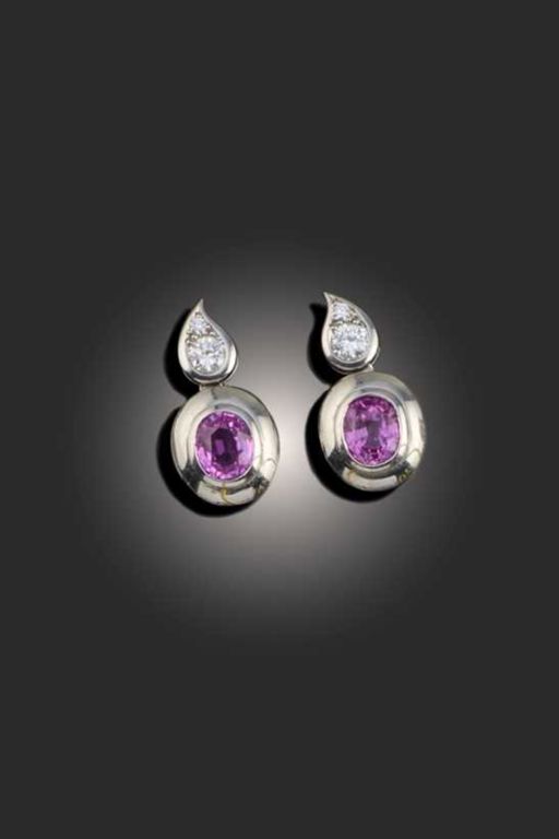 Platinum Sapphire and Diamond Earrings