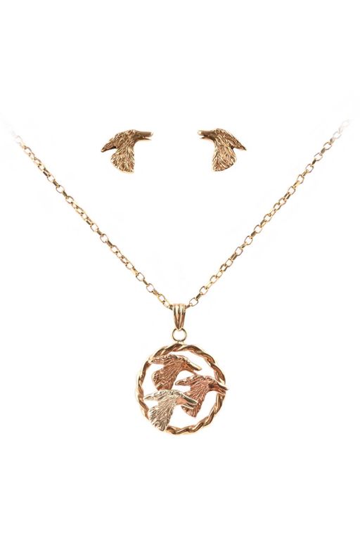 9k Gold Pendant Necklace and Earrings