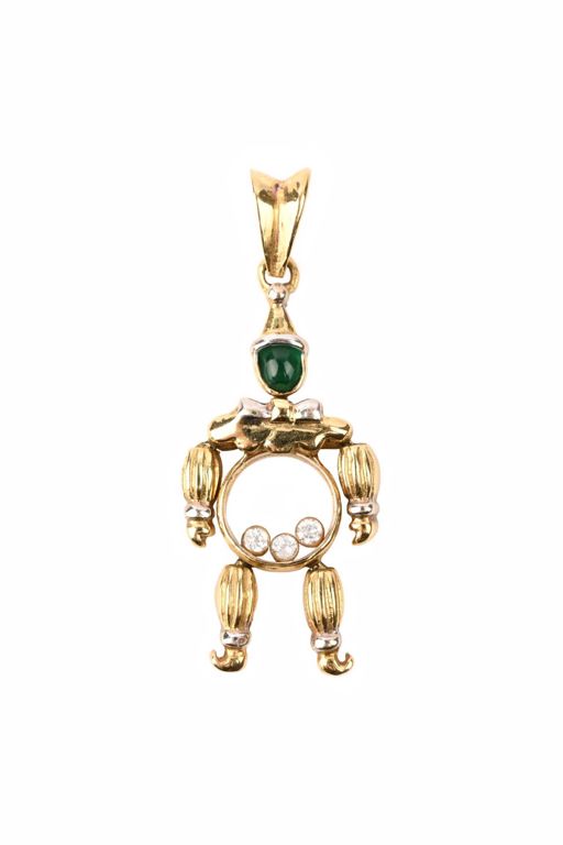 18k Gold Glass and Stone Pendant