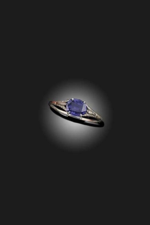 Platinum Sapphire and Diamond Ring
