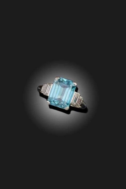 Platinum Zircon and Diamond Ring