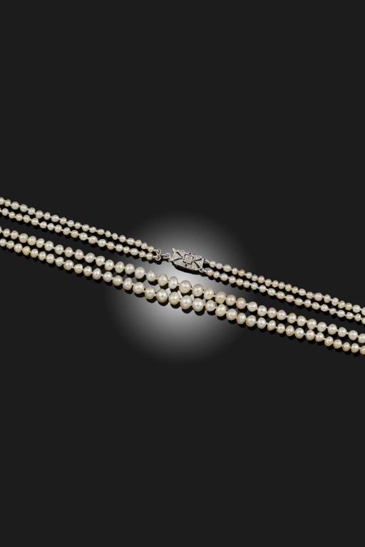 Gold Pearl and Diamond Necklace