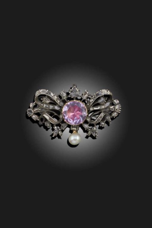 Silver Multi-Gem Brooch