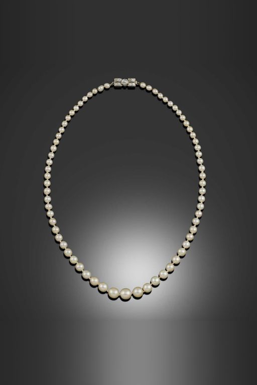Platinum Pearl and Diamond Necklace