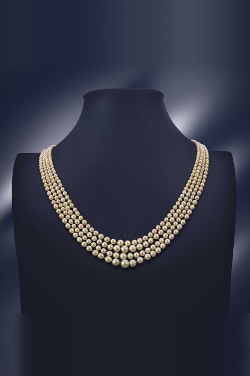 Gold Pearl and Diamond Necklace