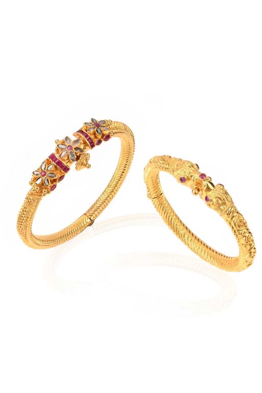 Two Gold Ruby and Diamond Bracelets