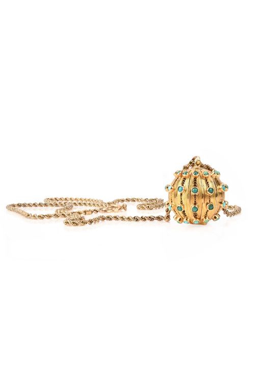 Gold Turquoise Pendant Necklace