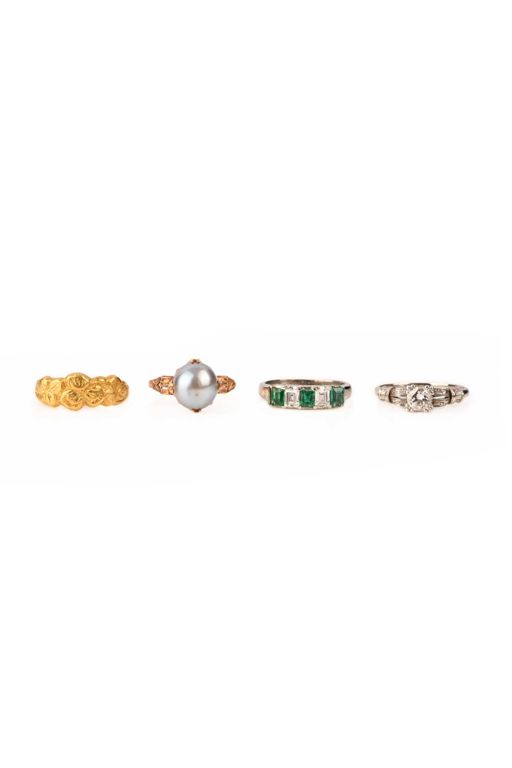 Four Platinum, Gold and Base Metal Rings