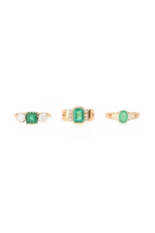 Three Gold and Platinum Multi-Gem Rings