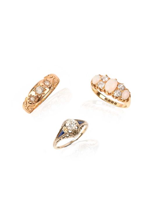Three 18k Gold Multi-Gem Rings