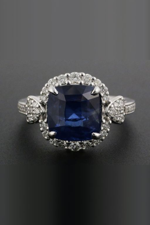 Platinum Sapphire and Diamond Ring