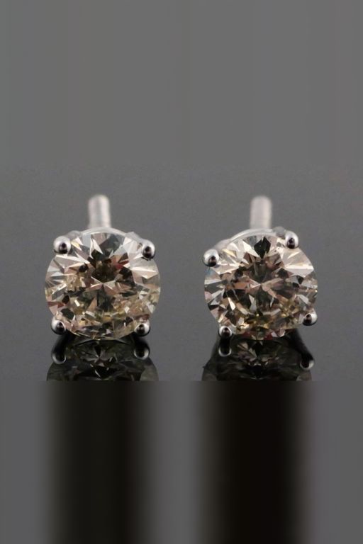 Pair of 14k Gold Diamond Earrings