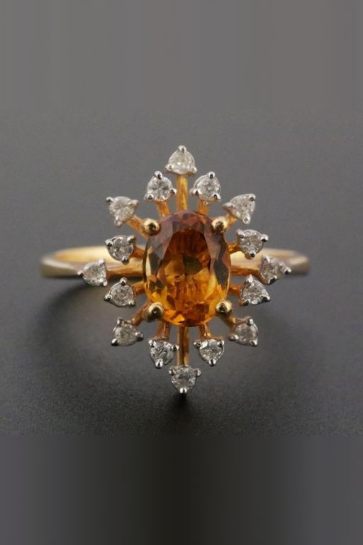 14k Gold Spinel and Diamond Ring