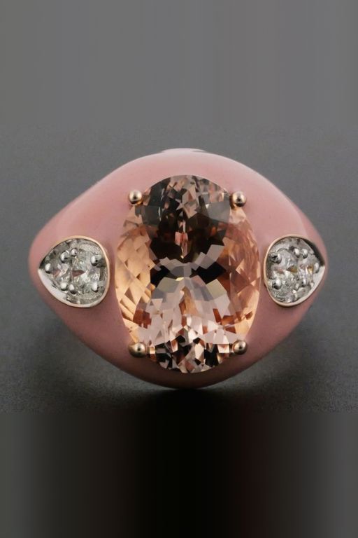 14k Gold Morganite and Diamond Ring