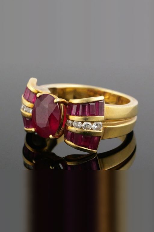 18k Gold Ruby and Diamond Ring