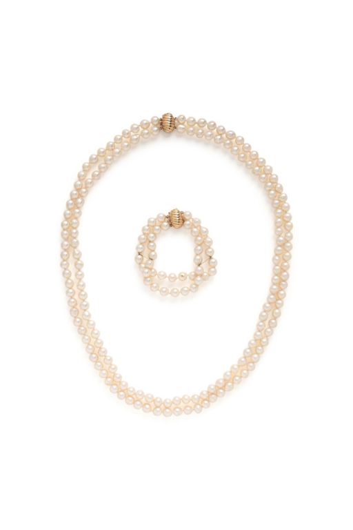 Cultured Pearl Necklace and Bracelet
