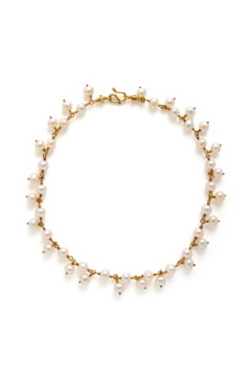 Cultured Pearl and Yellow Gold Necklace
