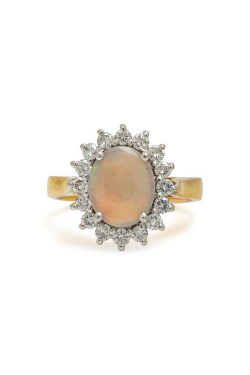 Opal Doublet and Diamond Ring
