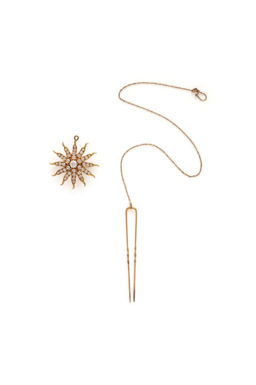 Diamond and Yellow Gold Convertible Brooch