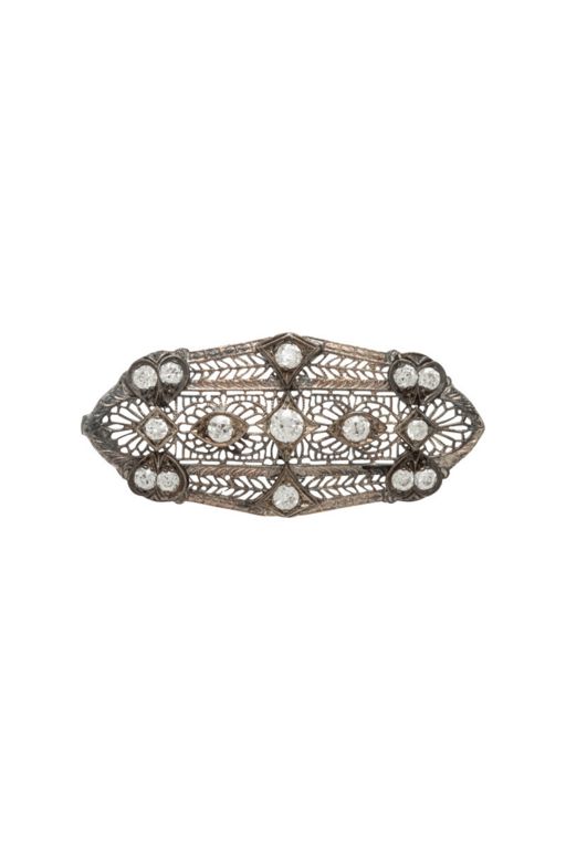 14k Gold and Platinum Diamond Brooch