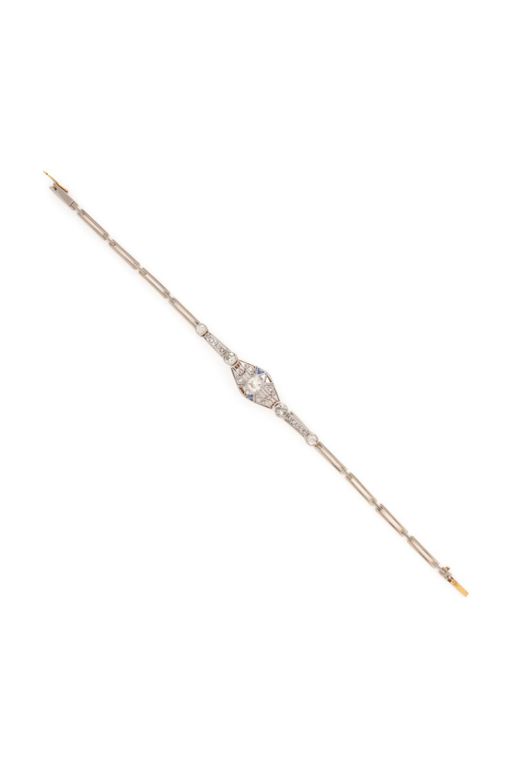 Antique, Diamond and Platinum-Topped Gold Bracelet