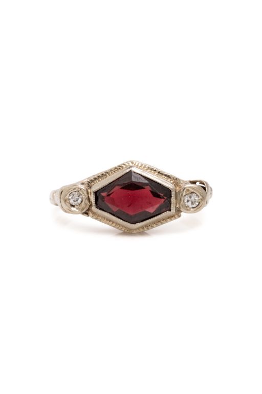 14k Gold Garnet and Diamond Ring