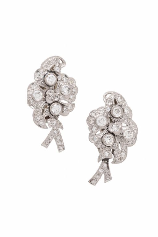 Diamond and Platinum Earrings