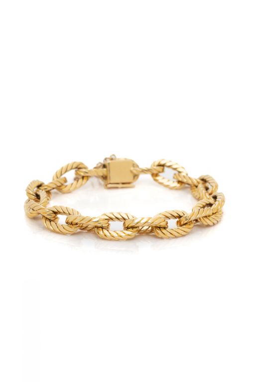 Yellow Gold Textured Link Bracelet