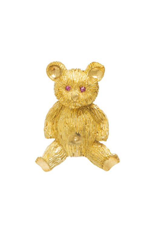 Yellow Gold and Ruby Teddy Bear Brooch
