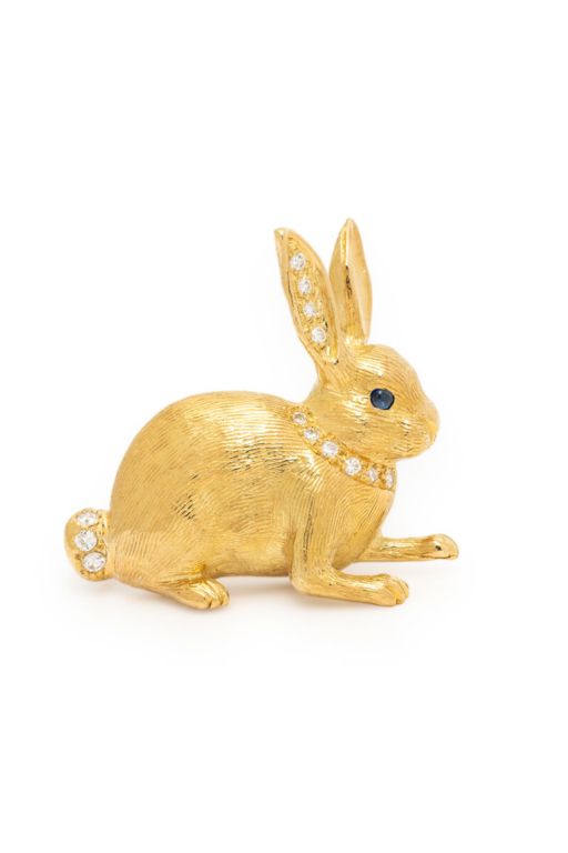 Yellow Gold and Diamond Bunny Brooch