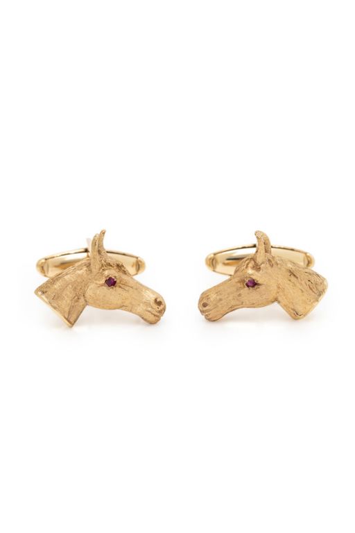 Yellow Gold Horse Head Cufflinks