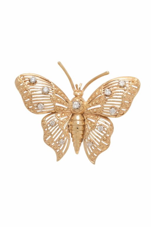 Yellow Gold and Diamond Butterfly Slide Pendant