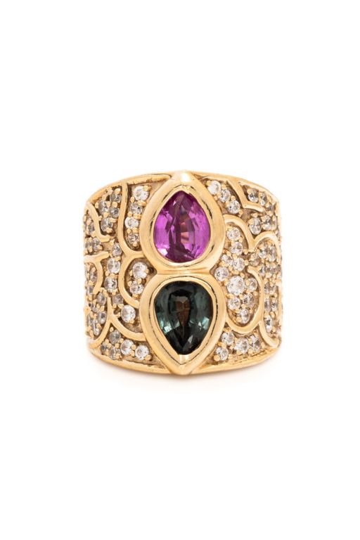 14k Gold Tourmaline and Diamond Ring